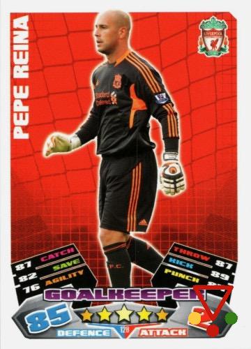 128 Pepe Reina de la colección English Premier League 2011-2012. Match Attax en ACABARAMOS.COM
