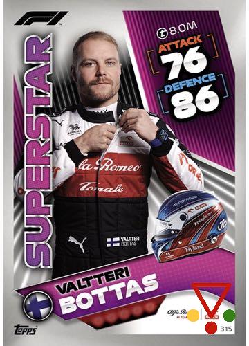 315 Valtteri Bottas de la colección Formula 1 Turbo Attax 2022 en ACABARAMOS.COM