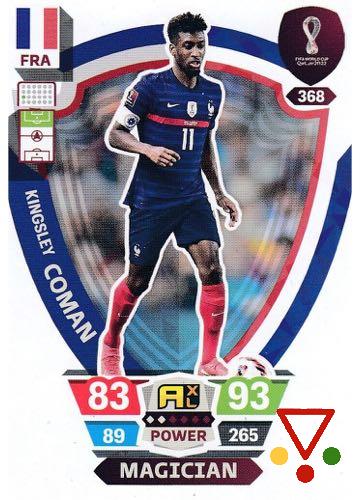 368 Kingsley Coman de la colección FIFA World Cup Qatar 2022. Adrenalyn XL en ACABARAMOS.COM