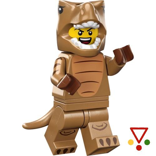 6 Fan con disfraz de T-Rex de la colección Minifiguras LEGO Serie 24 (71037) en ACABARAMOS.COM