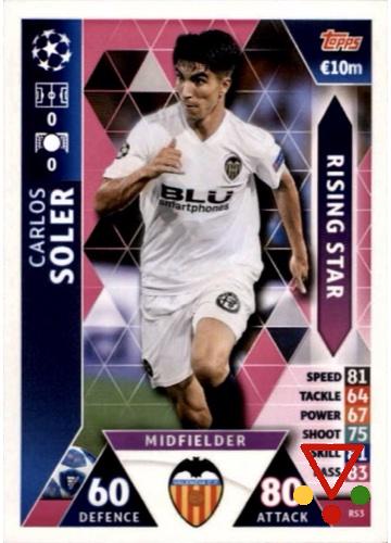 RS3 Carlos Soler  de la colección UEFA Champions League 2018-19. Match Attax en ACABARAMOS.COM